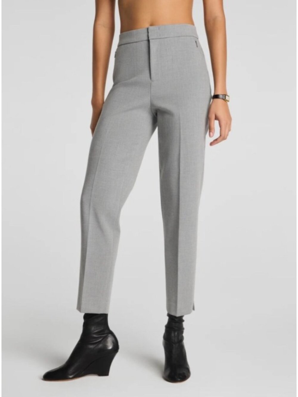NEW Spanx WellSuited Slim Straight Pants High-Rise SpanxSmooth Heather Grey